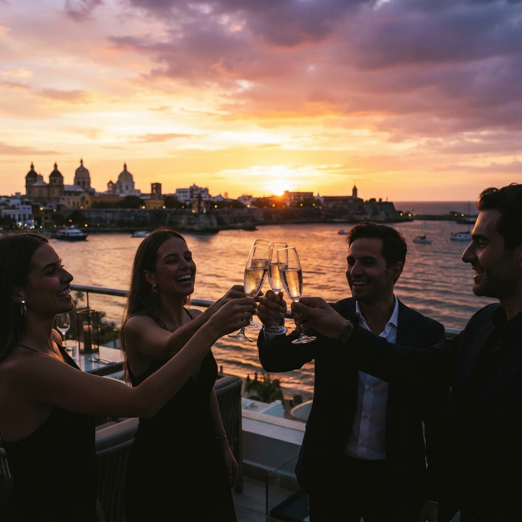 Sunset champagne toast